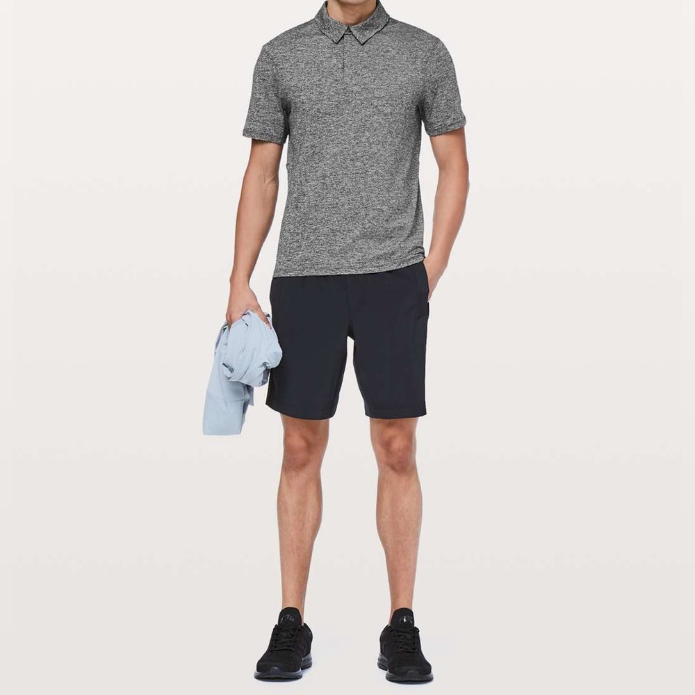 Lululemon Drysense Polo Shirt-Heathered Black-Size Large